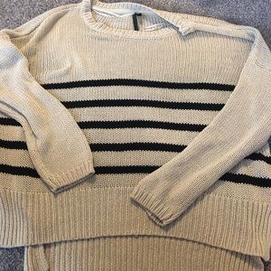 Cream sweater with black stripes